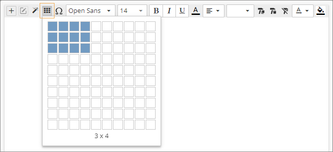 tooltip editor toolbar options table