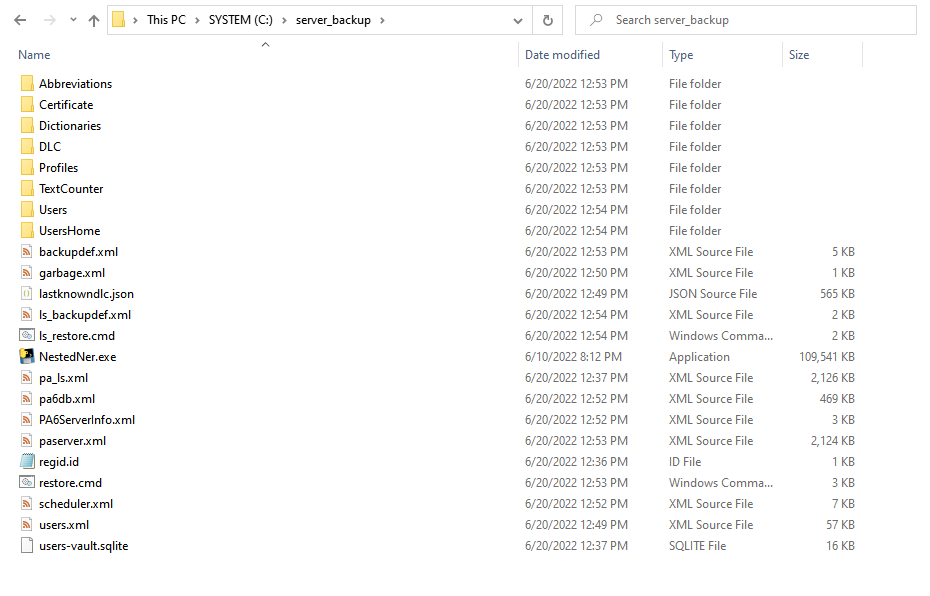 backup folder
