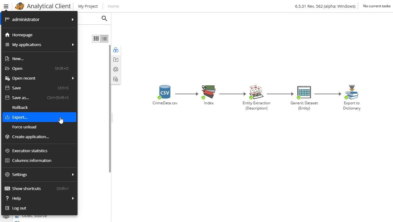 export menu export