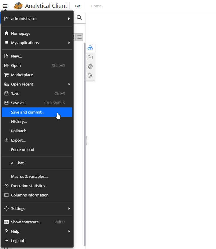 git commit menu