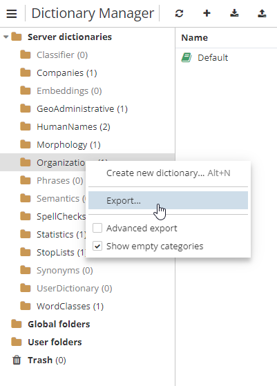 dict export two