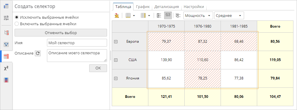 window view left panel selectors overview.rus